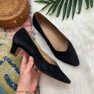 $138 Madewell Black Neutral Minimalist Suede Low Heeled The Etta Pump Heel 10
